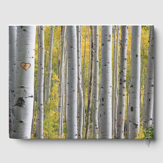 Berkenboom hart initialen rustieke bruiloft gastenboek (Achterkant)