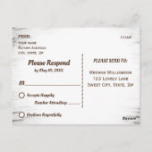 Berkenboom hart initialen rustieke bruiloft RSVP Briefkaart (Achterkant)