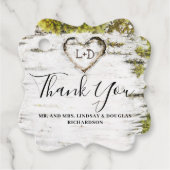 Berkenboom hart rustiek dank u bedankjes labels (Voorkant)