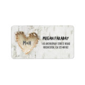 Berkenboom hart rustiek etiket (Voorkant)