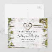 Berkenboom Hart Rustiek Save the Date Aankondigingskaart (Voorkant / Achterkant)