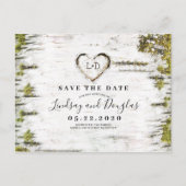 Berkenboom Hart Rustiek Save the Date Aankondigingskaart (Voorkant)