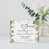 Berkenboom Hart Rustiek Save the Date Aankondigingskaart (Staand voorkant)