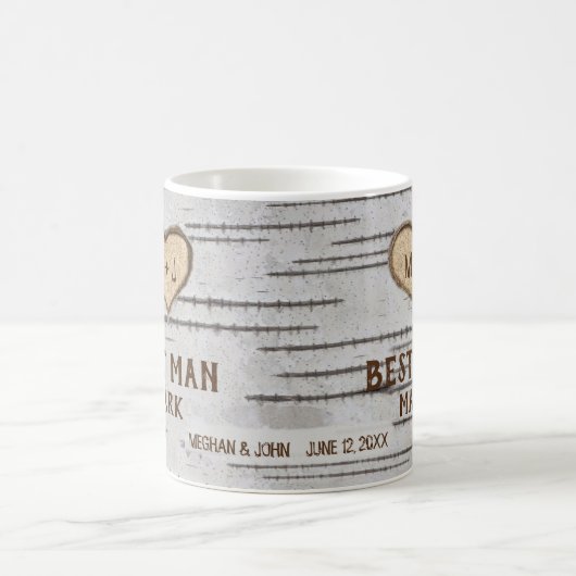 Berkenboom hart rustieke bruiloft Beste Man Koffiemok (Center)