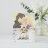 Berkenboom Hart Rustieke Foto Save the Date Aankondigingskaart (Staand voorkant)