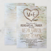 Berkenboom hart rustieke repetitie diner uitnodigi kaart (Voorkant / Achterkant)