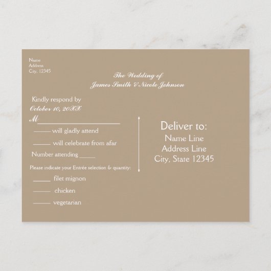 Berkenboom & Hart Rustieke Trouw-RSVP Uitnodiging Briefkaart (Achterkant)