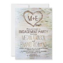 Berkenboom hart rustieke verlovingsfeest nodigt ui