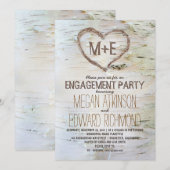 Berkenboom hart rustieke verlovingsfeest nodigt ui kaart (Voorkant / Achterkant)