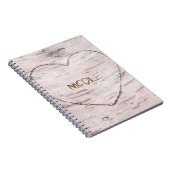 Berkenboom hout & hart rustiek gepersonaliseerd notitieboek (Rechterzijde)