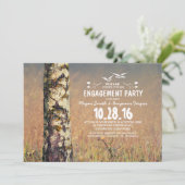 Berkenboom & liefdeshart rustieke verlovingsfeest kaart (Staand voorkant)