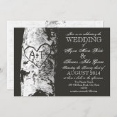 Berkenboom met gesneden hart initialen kaart (Voorkant / Achterkant)