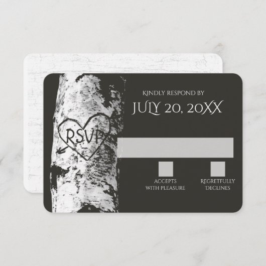 Berkenboom met gesneden hart RSVP (Voorkant / Achterkant)