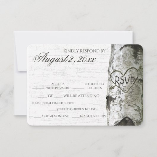 Berkenboom met gesneden hart RSVP (Voorkant)