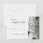 Berkenboom met gesneden hart RSVP Kaartje (Voorkant / Achterkant)