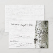 Berkenboom met gesneden hart RSVP Kaartje (Voorkant / Achterkant)