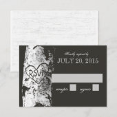 Berkenboom met gesneden hart RSVP Kaartje (Voorkant / Achterkant)