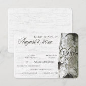 Berkenboom met gesneden hart RSVP Kaartje (Voorkant / Achterkant)