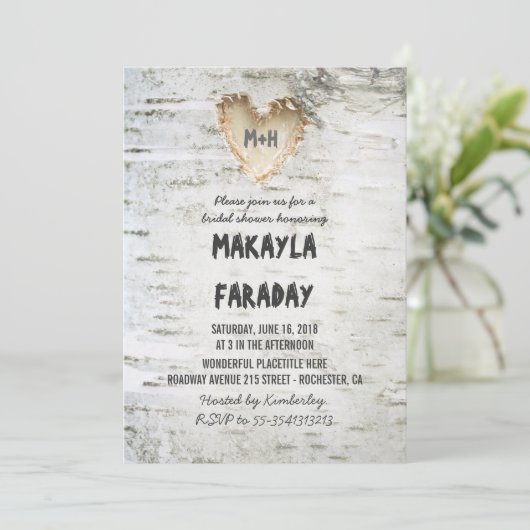 berkenboom rustiek vrijgezellenfeest kaart (Staand voorkant)