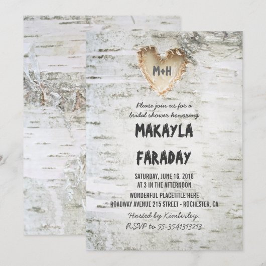 berkenboom rustiek vrijgezellenfeest kaart (Voorkant / Achterkant)