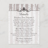 Berkenboom rustieke bruiloft details / routebeschr informatiekaartje (Voorkant)