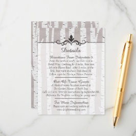 Berkenboom rustieke bruiloft details / routebeschr informatiekaartje