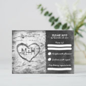 Berkenboom rustieke bruiloft RSVP kaarten (Staand voorkant)