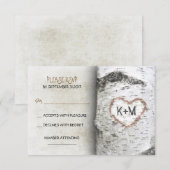 Berkenboom rustieke bruiloft RSVP Kaarten (Voorkant / Achterkant)