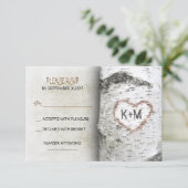 Berkenboom rustieke bruiloft RSVP Kaarten Kaartje (Staand voorkant)