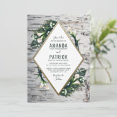 Berkenboom rustieke Calla Lily bruiloft uitnodigin Kaart (Staand voorkant)