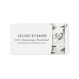 Berkenboom rustieke gesneden hart bruiloft etiket