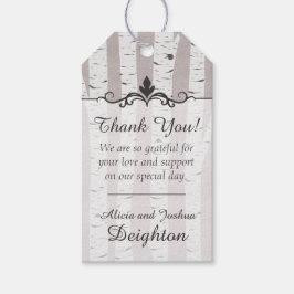 Berkenboom rustieke hout Natuur bruiloft dank u Cadeaulabel