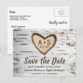 Berkenboom rustieke land bruiloft opslaan van de d aankondigingskaart (Voorkant / Achterkant)