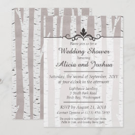 Berkenboom Rustieke Natuur Bruidsmeisjes Uitnodigi Kaart