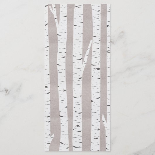 Berkenboom rustieke Natuur bruiloft diner menu (Achterkant)