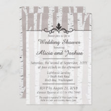 Berkenboom rustieke Natuur bruiloft douche uitnodi