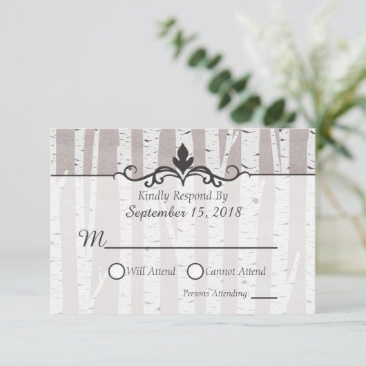 Berkenboom rustieke Natuur bruiloft uitnodiging RS (Staand voorkant)