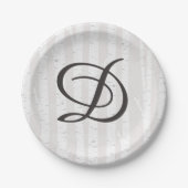 Berkenboom rustieke Natuur Monogram bruidstaart Papieren Bordje (Voorkant)