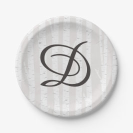 Berkenboom rustieke Natuur Monogram bruidstaart Papieren Bordje