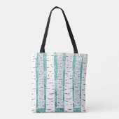 Berkenboom sneeuwvlok winter gestreept blauwgroen tote bag (Achterkant)