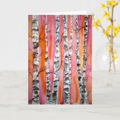 Berkenboomlandschap abstracte kunst wenskaart kaart (Gele Bloem)