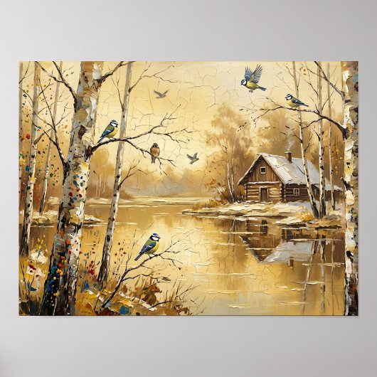 Berkenbos Chalet Schilderij Poster (Voorkant)