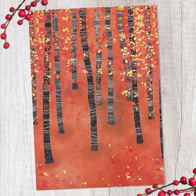 Berkenbos Landschap Plat Kaart (Birch tree forest art card)