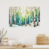 Berkenbos Landschapskunst Poster (Keuken)