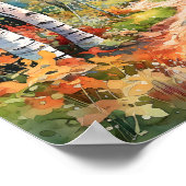 Berkenbos levendige kleuren schilderij Poster (Hoek)