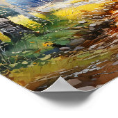 Berkenbos levendige kleuren schilderij Poster (Hoek)