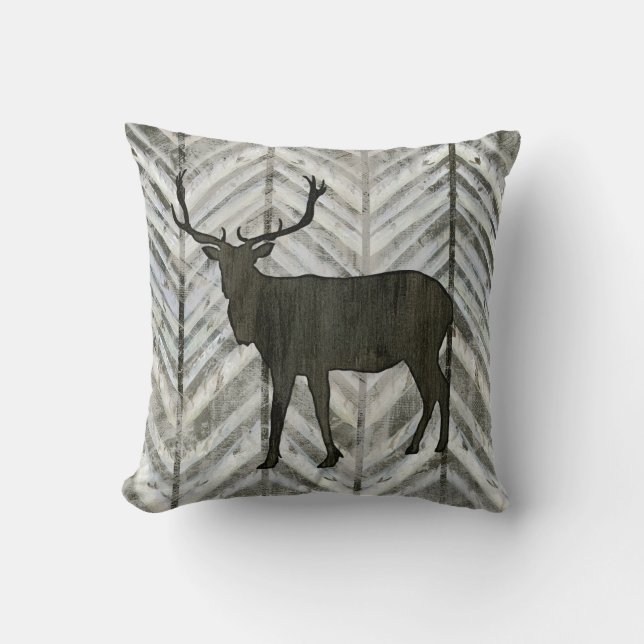 Berkenbos Lodge Elk w Antler Chevron gestreept Kussen (Voorkant)