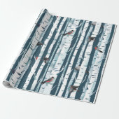 Berkenbos met vinken cadeaupapier (Uitgerold)