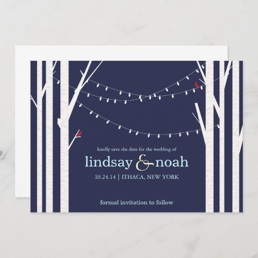 Berkenbos Navy Save the Date-aankondigingen Save The Date (Voorkant / Achterkant)