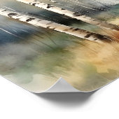 Berkenbos neutrale kleuren schilderij Poster (Hoek)